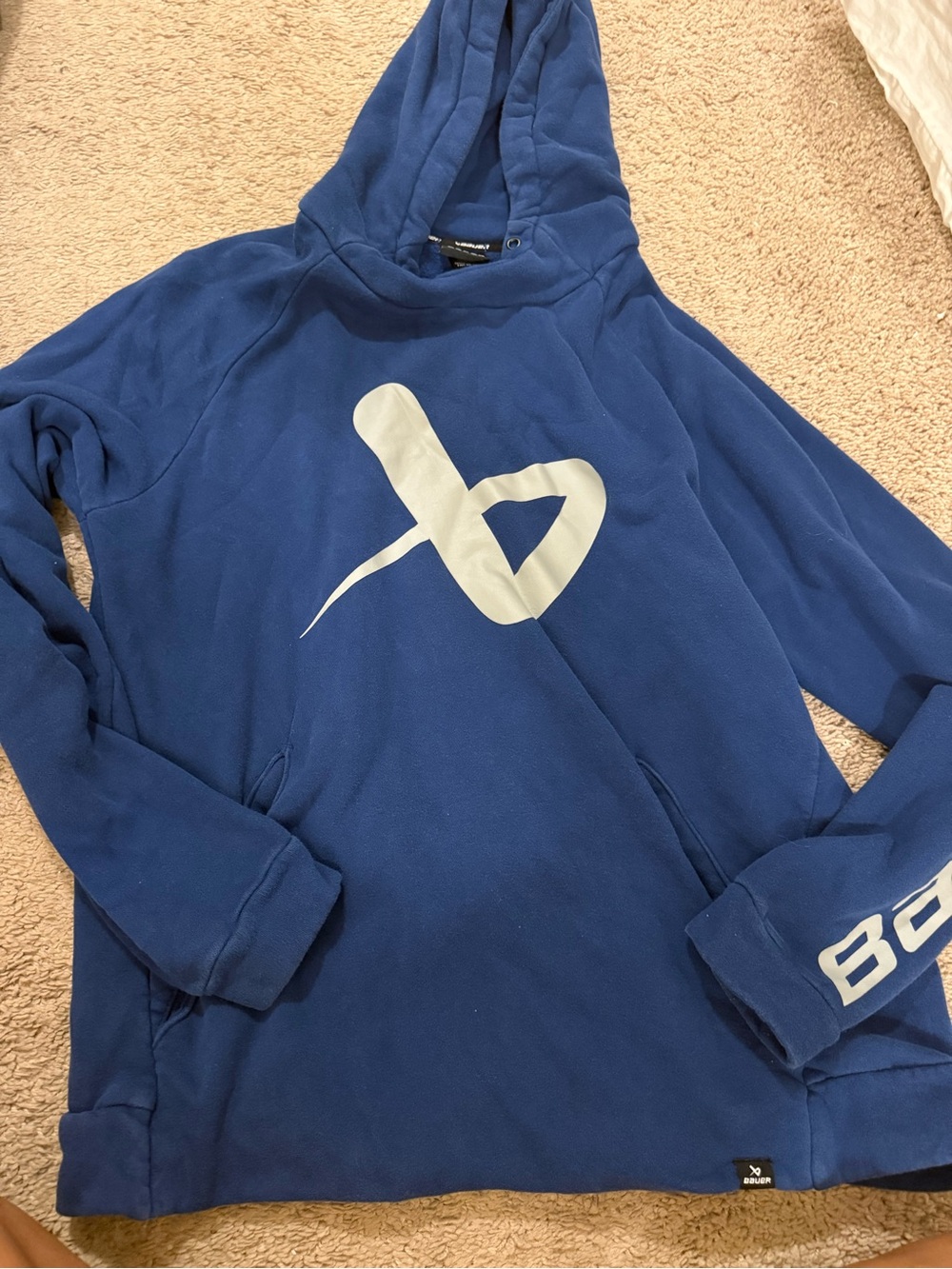 Bauer Blue Hoodie with White Logo - Men's Pullover